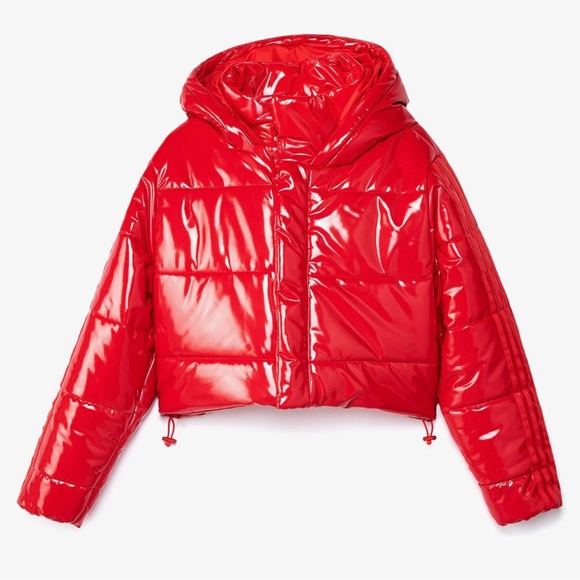 New with tags Ivy park adidas by Beyoncé red faux latex puffer. Large. - Picture 12 of 16